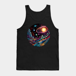 Surrealist space artwork with planets Tank Top